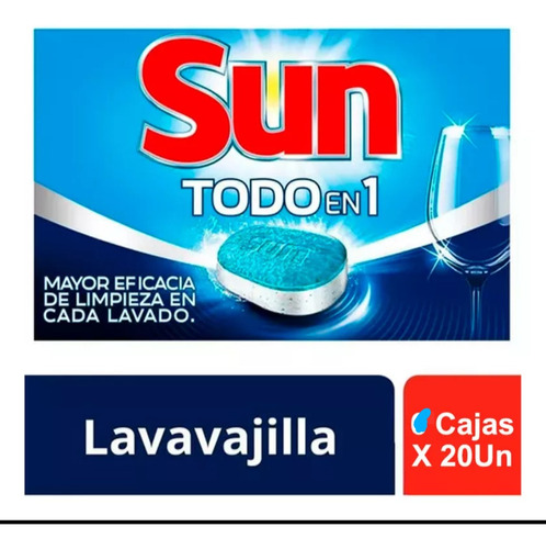 Detergente para lavavajillas Sun Todo en 1 en caja 20 u 350 ml