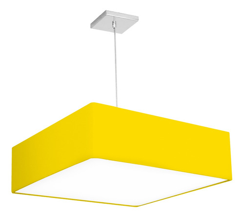 Lustre Cupula Pendente Dome Quadrado 50x15cm Amarelo