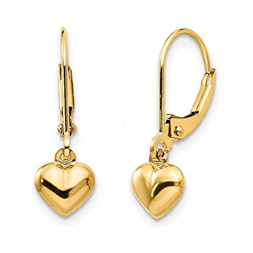 Pendientes Corazón Oro Amarillo 14k Para Mujeres Y Niñas