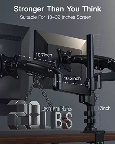 HUANUO Soporte vertical para monitor doble, soporte de monitor apilado para  2 monitores con ajuste de altura, brazo de monitor de computadora soporta