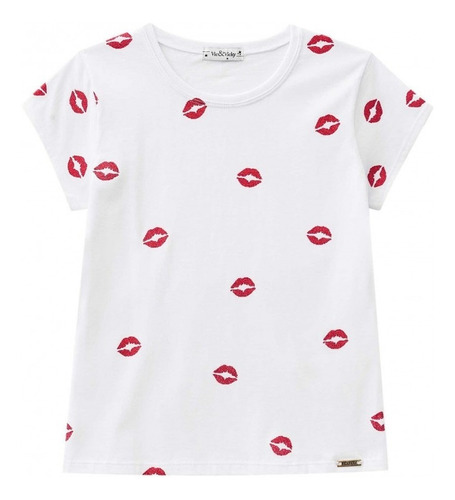 Blusinha Infantil Tshirt Tee Kisses Branca 38844 Vicvicky