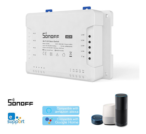 Imagem 7 de 8 de Sonoff 4ch R3 Itead 4 Gang Wifi Interruptor 4 Way Montagem W