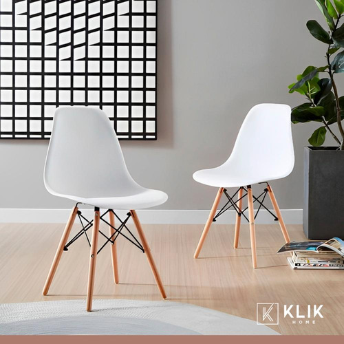 Comedor Mesa De 120x80 Rectangular Blanca + 6 Sillas Eames -