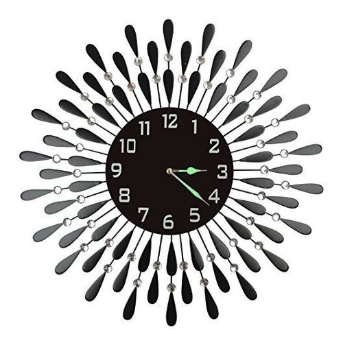 Lulu Decoración, Negro Metal De La Gota Del Reloj De Pared 2