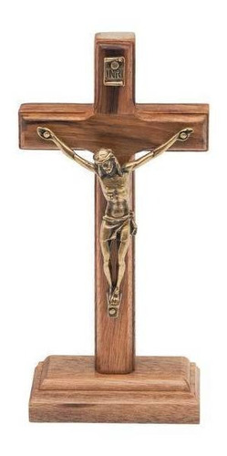 Crucifixo Madeira Tradicional De Mesa 12cm Ov