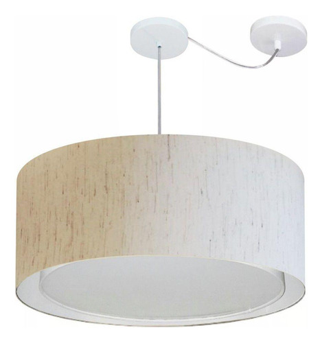 Lustre Pendente Cilíndrico Md-4318 60x30cm Linho - Bivolt