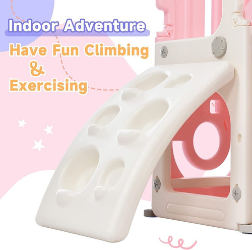 Tobogan 5 En 1 Para Niños Columpio Color Rosa Marca Merax