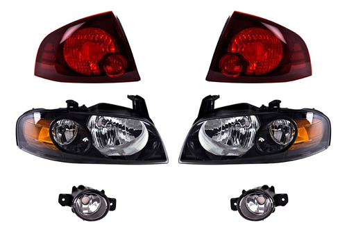 Paq 2 Calaveras + 4 Faros P/ Nissan Sentra 2004/2006 Depo