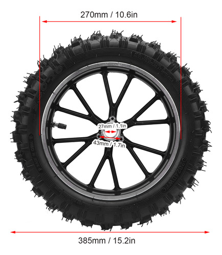 Neumático Mini Bike Hub 2.5-10 Rueda Delantera, Tubo Interio