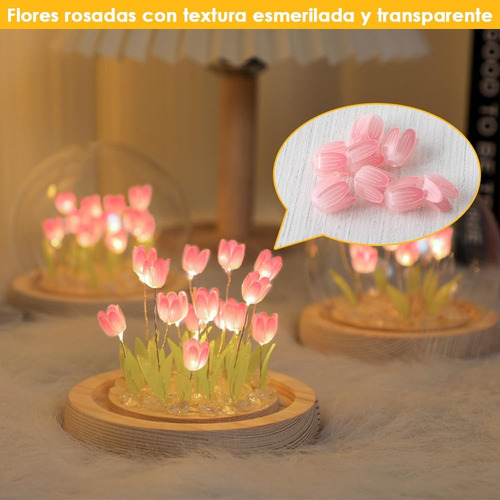 Luz Nocturna De Tulipán Hecha A Mano Diy Con Enchufe Usb