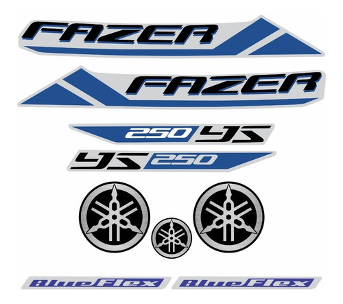 Kit Adesivos Yamaha Fazer 250bf 2013 Prata 10367 Cor PADRÃO