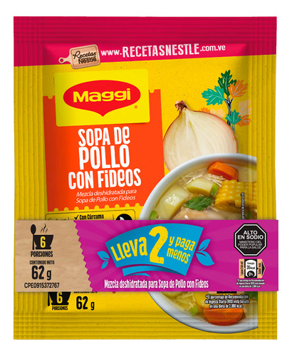 Sopa De Pollo Con Fideo Maggi 24gr 2 Unds