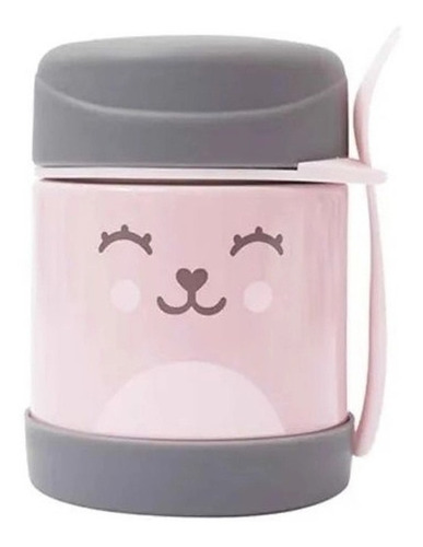 Imagem 3 de 10 de Pote Térmico + Garrafa Térmica Rosa Gumy Buba ®