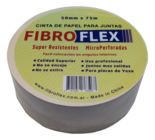 Cinta Papel Microperforada Fibroflex Placas Yeso Durlock 75m