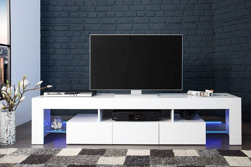 Imagen 3 de 6 de Mueble De Tv Con Luz Led Ref Perlato Madera Lacado