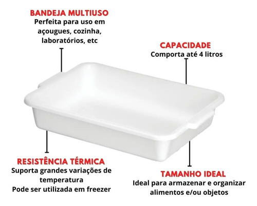 Kit Com 10 Bandejas Topa Tudo Branca 4litros Atacado Alimento Açougue Restaurante Salgado Cozinha - Santana