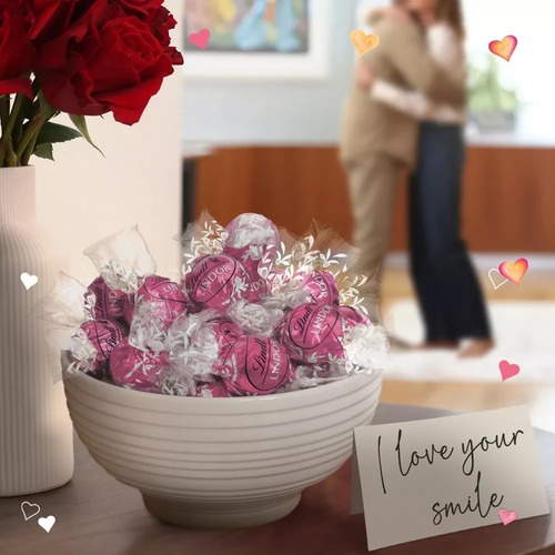 Bolsita Regalo San Valentín 2 Trufas Chocolate Blanco Fresa