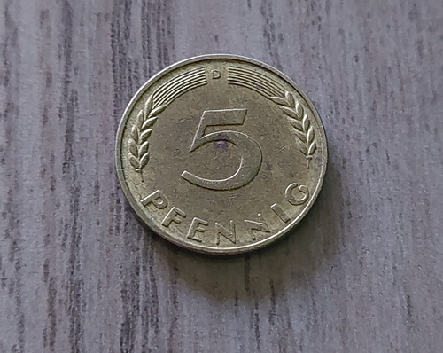 5 Pfennig Año 1950 Letra D