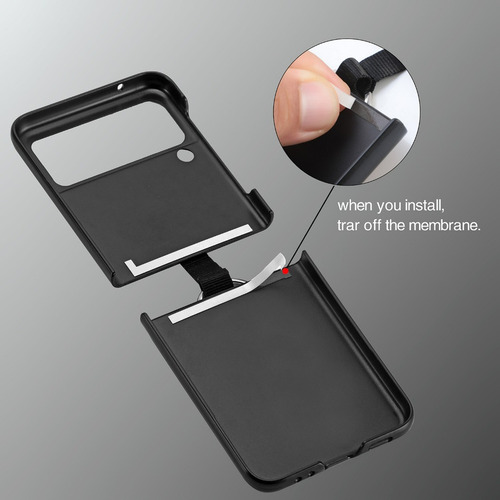 Carcasa For Samsung Z Flip 4 Cuero Premium Color Con Anillo