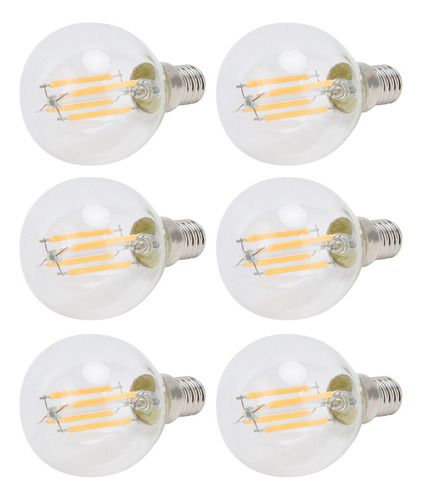 Para 6 Bombillas De Globo Led E12 4w G45 Vintage Filamento