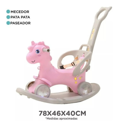 Unicornio Mecedor Pata Pata Con Manija Direccional Ok Baby