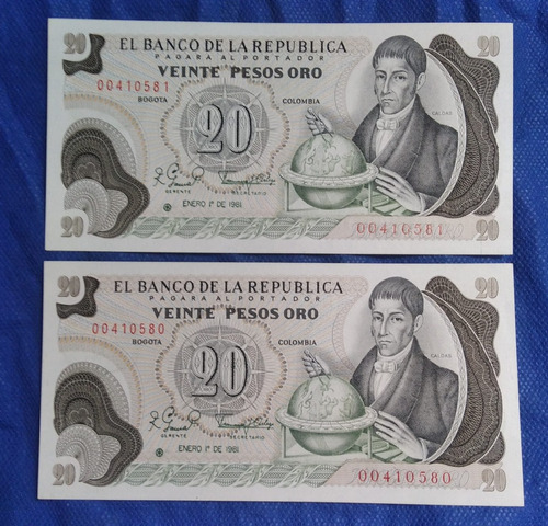 Billetes De Reposición De 20 Pesos, Año 1981 