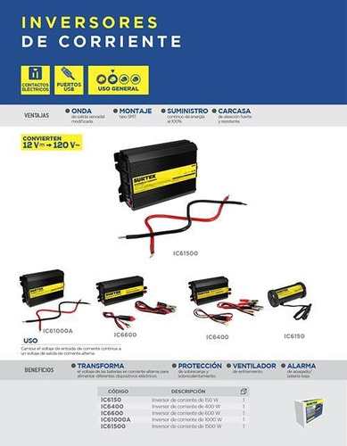 Inversor De Corriente 1500 W Con Voltaje Entrada Dc 12 V, Vo