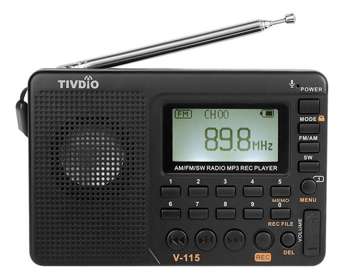 Tivdio Fm/am/sw Radio Altavoces Bass Reproductor De Mp3