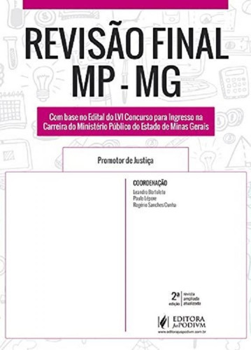 Revisão Final Mp - Mg, De Rogerio Sanches Cunha. Editora Editora Juridica Da Bahia Ltda, Capa Mole Em Português