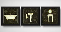 Comprar Set 3 Cuadros Baño Paris Retro Frases Arte Decoracion Lavabo