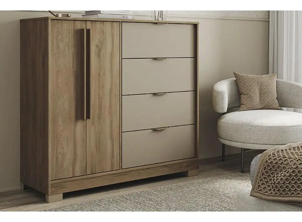 Cômoda Carraro com 1 Porta e 4 Gavetas - Freijó Avelã