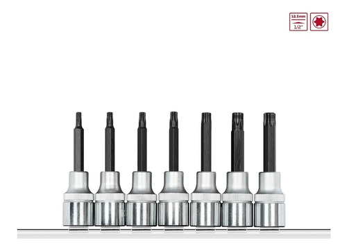 Imagem 2 de 4 de Jogo De Soquete Torx Longo 7 Peças 1/2 R62458007 Gedore Red