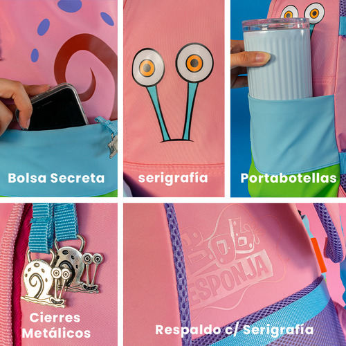 Mochila Bob Esponja Gary Reforzada Porta Notebook