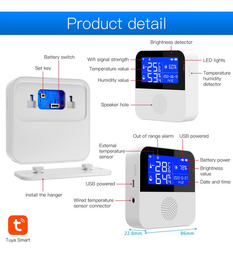 Sensores Inteligentes De Temperatura E Umidade Tuya Wifi