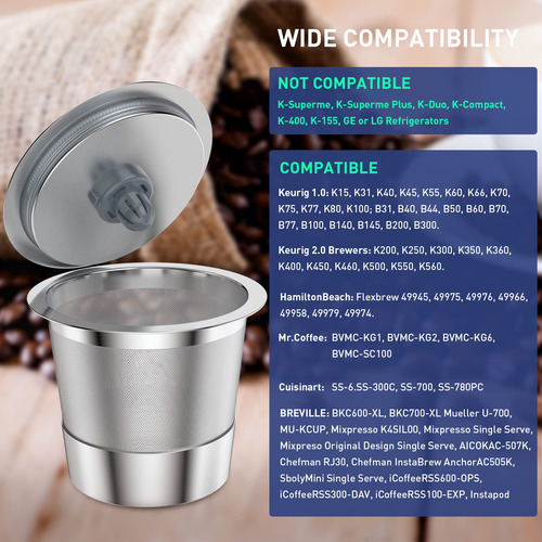 Reusable K Cups For Keurig 1.0 & 2.0 Single Serve Coffee Mak