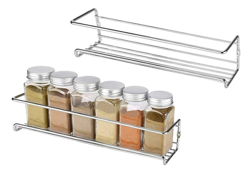 Set X2 Estantes Organizador Acero Especiero Cocina Multiuso