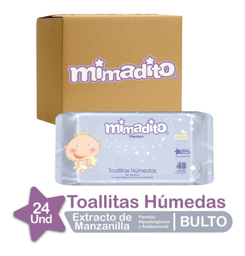 Toallitas Húmedas De Bebé Mimadito Premium Caja 24 Unidades