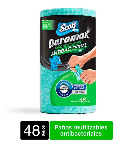 Scott Duramax Paños Reutilizables Antibacteriales X 48 Paños