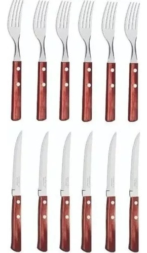 Set Cubiertos Tenedores + Cuchillos X12 Tramontina Polywood