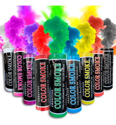9 Bombas Humo Colores Surtidos Multicolor Fiesta Evento