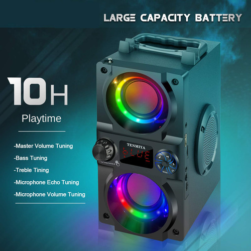Altavoz Bluetooth 40 W, Portátil Con Luces Y Subwoofer