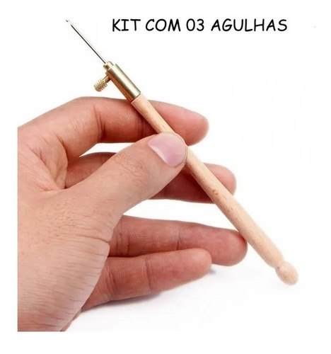 Imagem 2 de 4 de Agulha Para Bordar Crochê Pedraria Kit Com 3 Agulhas