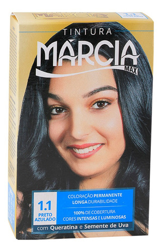  Kit Tintura Márcia Max Queratina 1.1 Preto Azulado 30ml