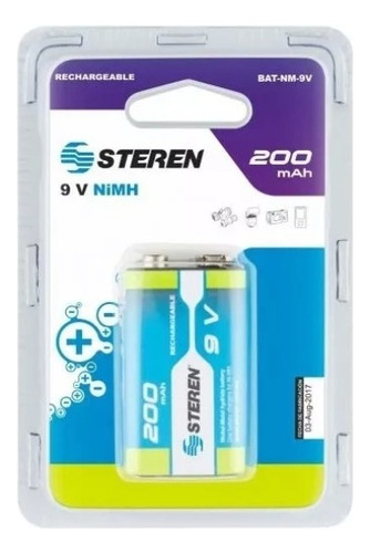 Bateria Cuadrada Recargable Steren Bat-nm 9v Ni-mh 200ma