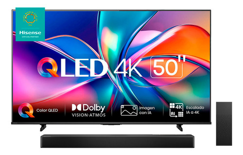 Combo Hisense Pantalla Qled 4k De 50 50qd6qv Vidaa U Compatible Con Alexa ,dolby Vision Atmos, Escalado Ia A 4k, Hdmi, Lan, Wifi. Control De Voz. Bluetooth. (2025) + Barra De Sonido Hisense 2.1 Ch 24