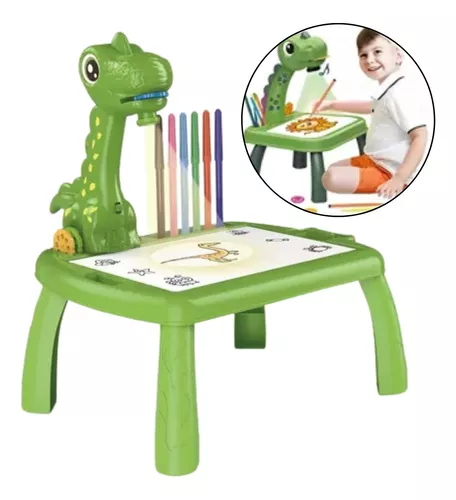 Mesa projetor infantil de desenho dinossauro (rosa)