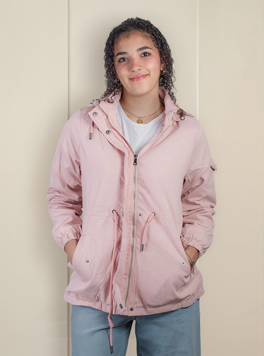 Chamarra Para Mujer De Gabardina Con Forro Cálido Y Capucha