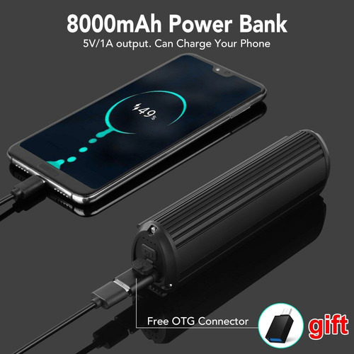 Luz De Bicicleta Ipx5 De 2600 Lúmens 8000mah Com 2 Suportes
