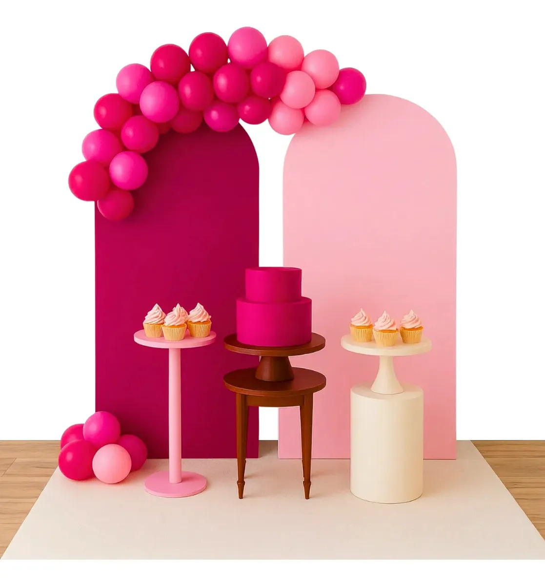 Capa Para Painel Romano Decoração De Festa Pegue E Monte Aniversario 2m X 1m - Rosa/pink