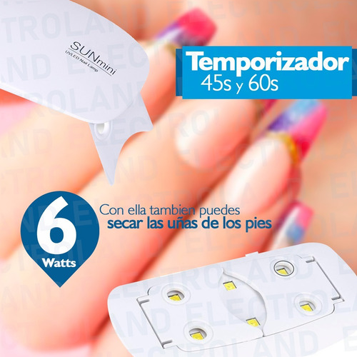 Cabina Led Uv Sun Mini 6w Secador Uñas Esculpidas Gelificada
